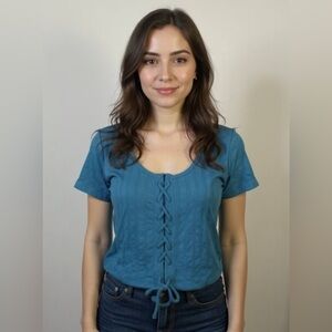 (A 15-)Short sleeves womens top‎ size XL spandex green color